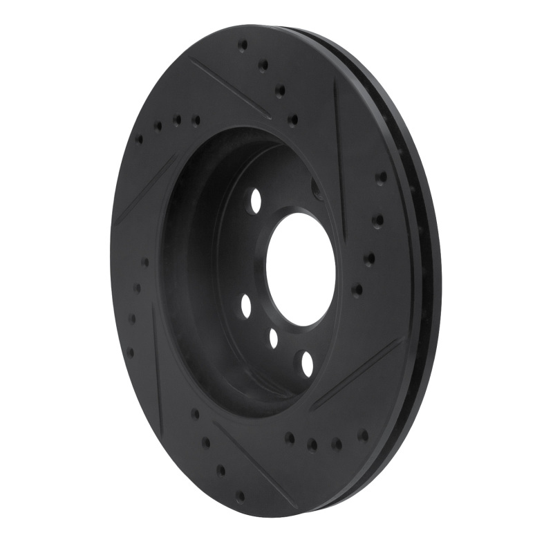 Mini Cooper Brake Rotor (1) - Front Left - R1 Concepts - Drilled & Slotted - Black - `14-`24